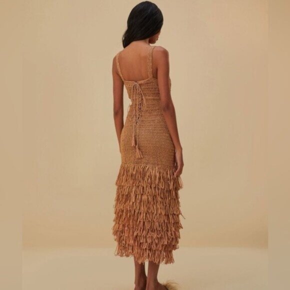FARM Rio Textured Tan Midi Dress - Picture 2 of 7